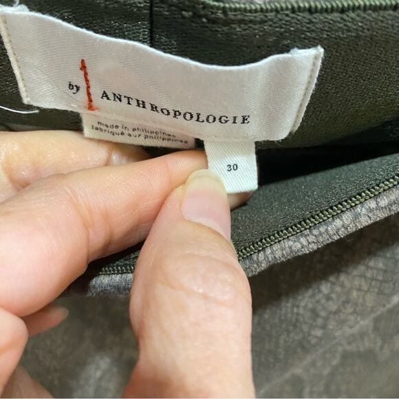 By Anthropologie Tan Metallic Snake Ankle Zip High Waist Skinny Pants Sz 30 - Picture 5 of 13